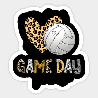 Volleyball Game Day Vibe Volleyball Mom Leopard Sticker